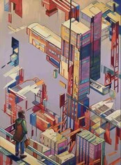 6 Pixel city, olio su tela, 120 x 90, 2024   Le città invisibili