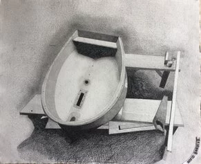 David Booker, La barca di Deodato, matite su carta, cm 56 x 66