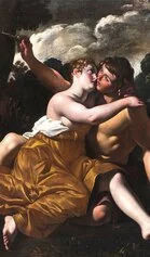 Giovanni Lanfranco, Il bacio di Angelica e Medoro, c. 1633-34, olio su tela, cm 168x182 (dettaglio)