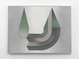 Monica Mazzone, Prisma semplice, 2023. Olio su tavola e cornice in alluminio dell’artista, 60x80. Ph. Cosimo Filippini