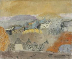 Zoran Music, Cavalli che passano, 1951, olio su tela, 81,3x99,5 cm, Museo Mario Rimoldi, Cortina d'Ampezzo
